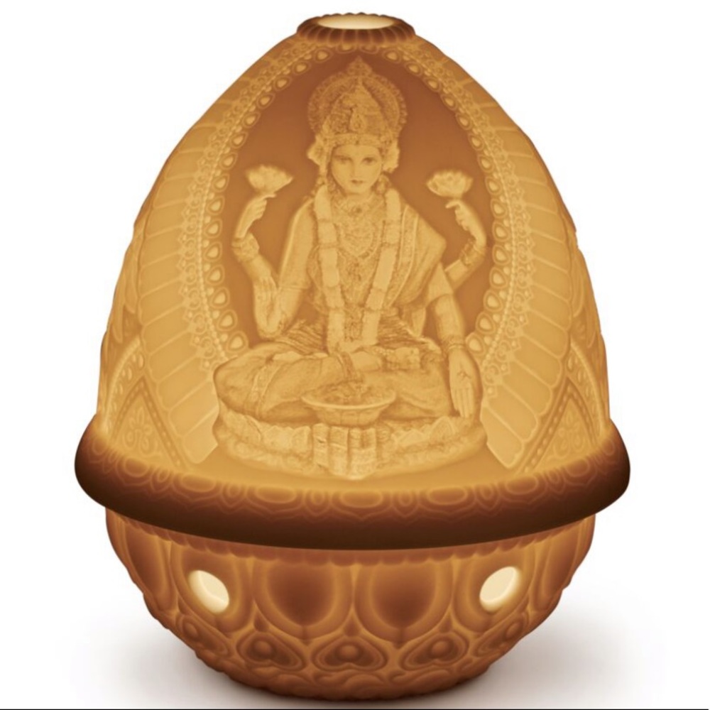 Lladro lithophane votive light goddess Lakshmi NWT